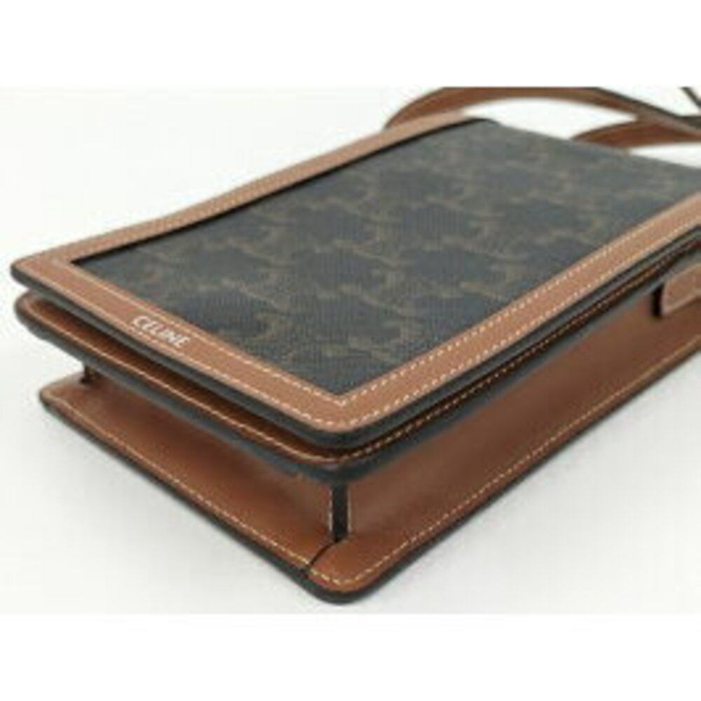 CELINE Vertical Sleeve Shoulder Bag Triomphe Leather Brown - Picture 3 of 9